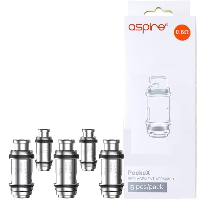 Aspire SS316 Coils (0.6ohm & 1.2ohm) for PockeX AIO Starter Kit(5pcs/pack)