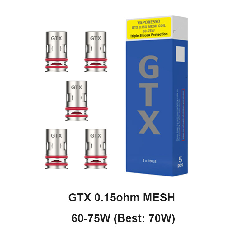 Vaporesso GTX Coil for Target 80 / Target PM30 , GTX One / Go 40 / Go 80, GEN Nano / Air 40 / PT60 / PT80 S / Gen160 / FIT 40,  Xiron, Luxe PM40 / PM80 / PM80 S, SWAG PX80,  Luxe XR / XR MAX / X PRO / LUXE X2 (5pcs/pack)