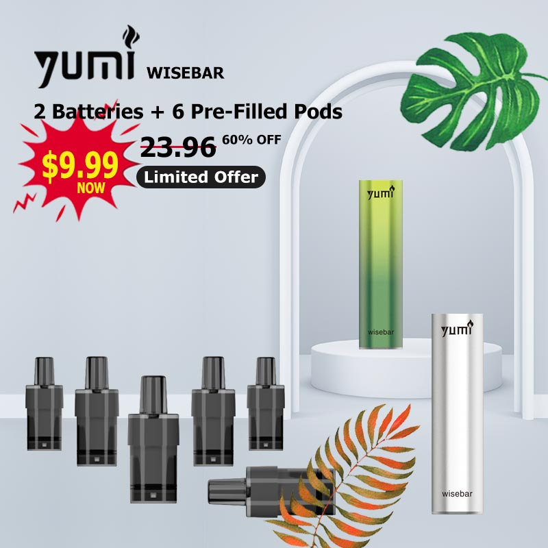 [Limited Sale] YUMI Wisebar Value Pack with 2 Batteries 6 Pre-Filled Pods 290mAh 2ml